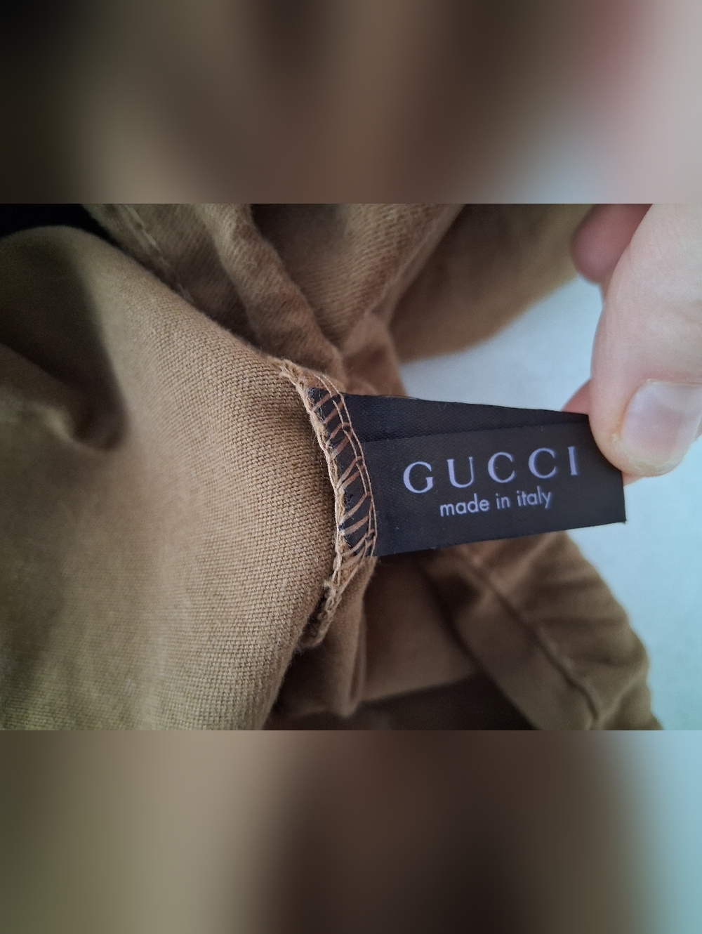 Gucci/ Large Brown Drawstring Dust Bag/ Gold Gucci Logo - Picture 4 of 8